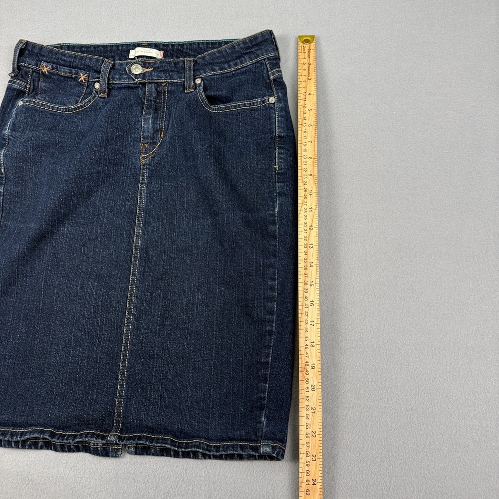 Levis Womens Denim Skirt Size 10 Dark Wash Midi Stretch Classic Jean Skirt Vtg - Picture 10 of 12
